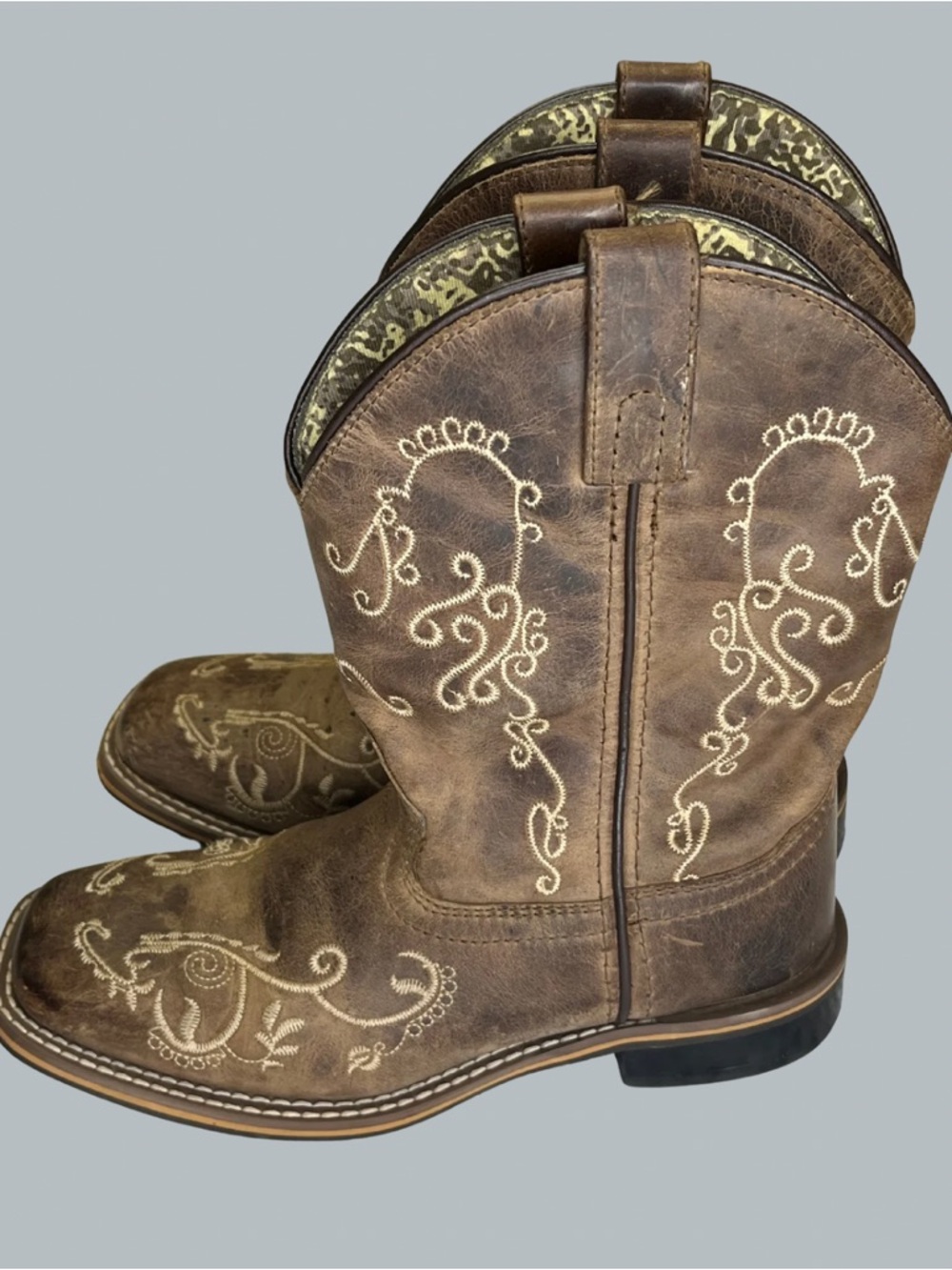 Smoky Mountain Marilyn Girls 2.5R Brown Leather Embroidered Cowboy Boots